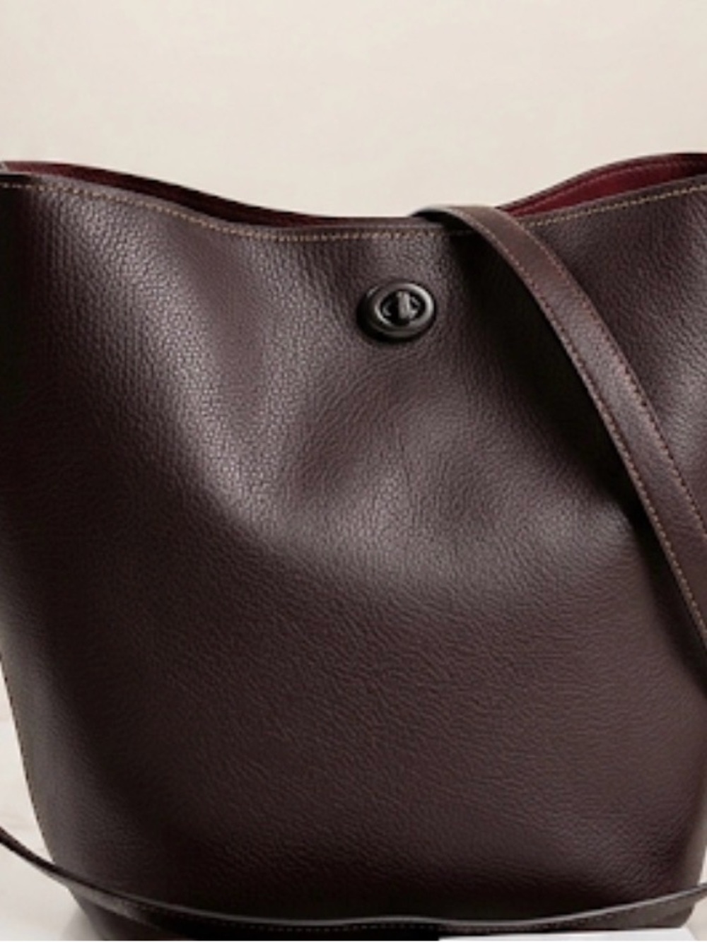 Coach Pebbled Leather Duffle Shoulder Bag (50115) Deep Plum - Picture 15 of 15